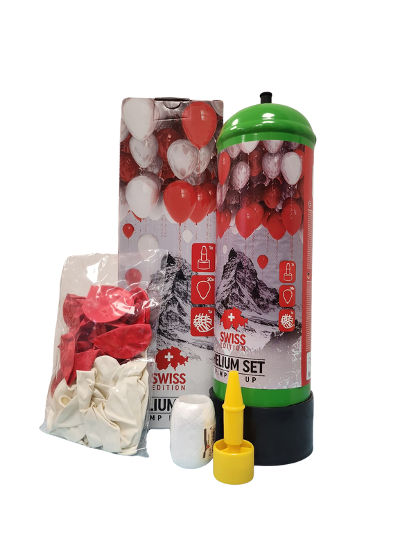Helium Set 30 Ballons, Swiss Edition Rot/Weiss