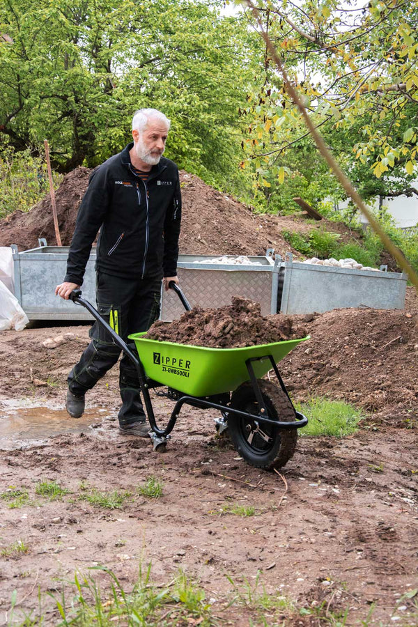 Schubkarre 75 Liter, 150kg mit Akku und Stützräder