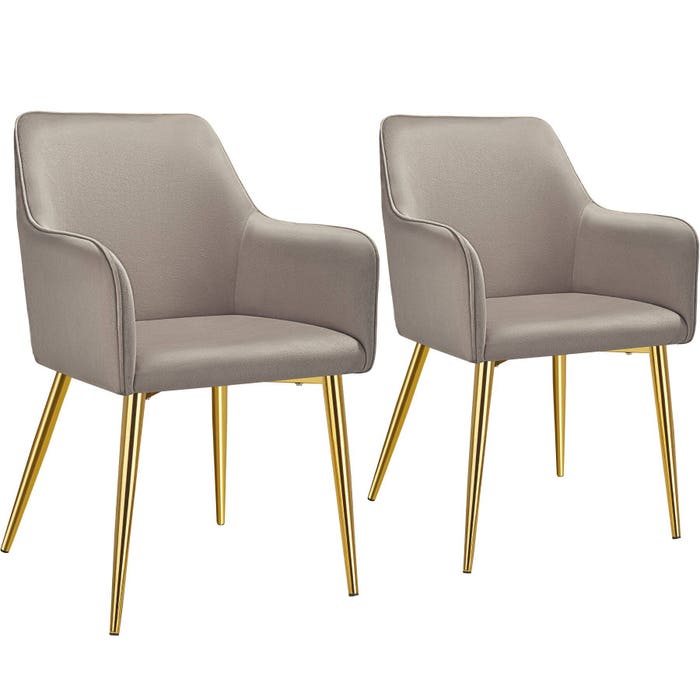 Fauteuil Avane, aspect velours, revêtement taupe, lot de 2