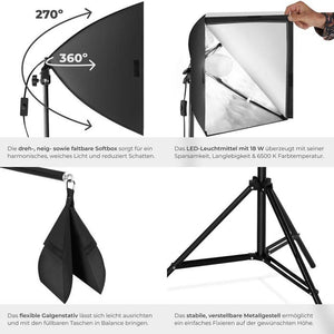 Studioleuchte mit Softbox, Stativ und Tasche
