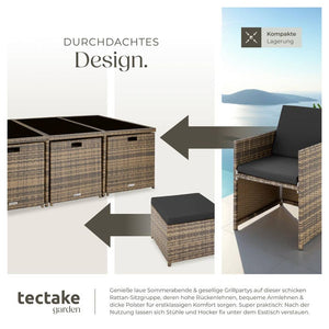 Aluminium Rattan Sitzgruppe New York 6+4+1, natur