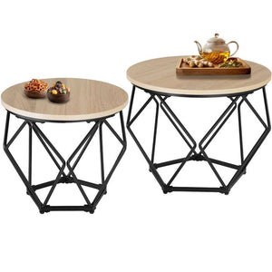 2er Set Couchtisch Benham Industrial Holz hell, Eiche Sonoma
