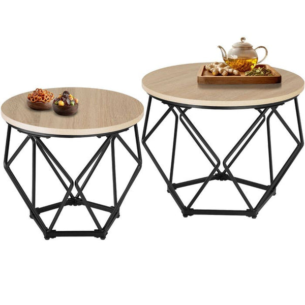 2er Set Couchtisch Benham Industrial Holz hell, Eiche Sonoma