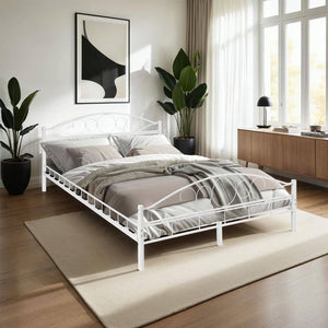 Metallbett mit Lattenrost im romantischen Design weiss/weiss 200 x 140 cm