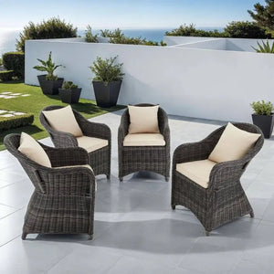 4er Set Aluminium Rattansessel