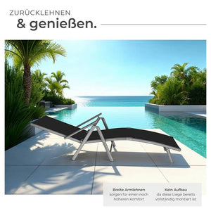 Gartenliege Marisol aus Aluminium, 7-stufig dunkelgrau