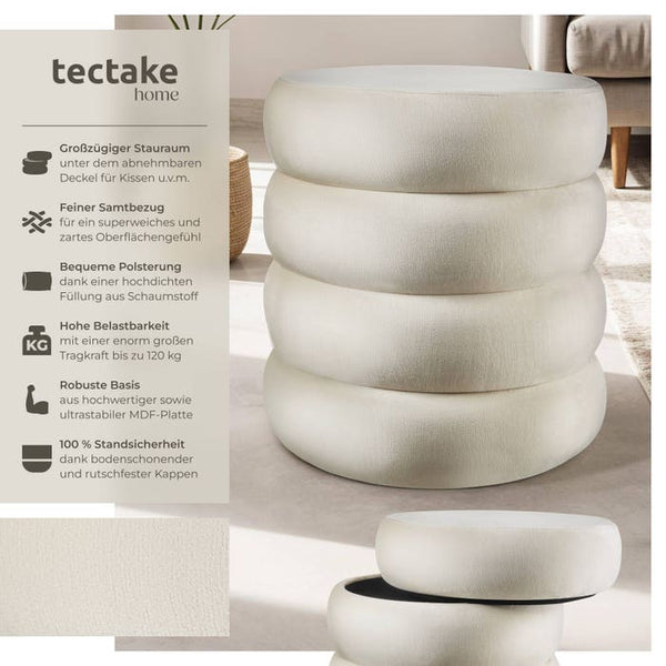 Sitzhocker Altu Samtoptik creme-weiss