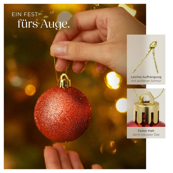 24er Set Weihnachtskugeln rot