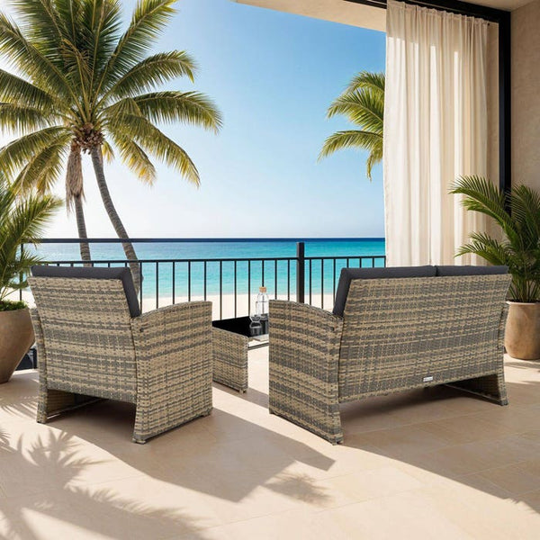 Rattan Lounge Lucca natur/dunkelgrau