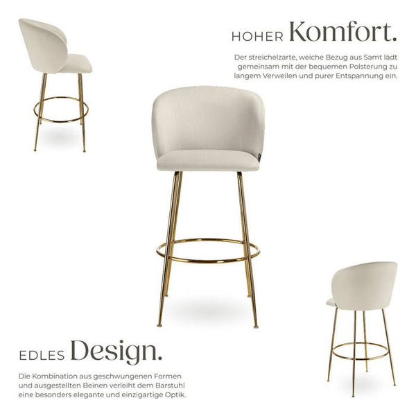 Barstuhl Luana creme/gold 4er Set