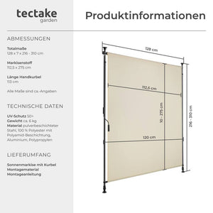 Klemmmarkise Taija beige 120 x 310 cm