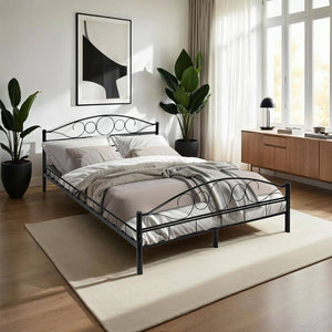 Metallbett mit Lattenrost im romantischen Design schwarz/schwarz 200 x 140 cm