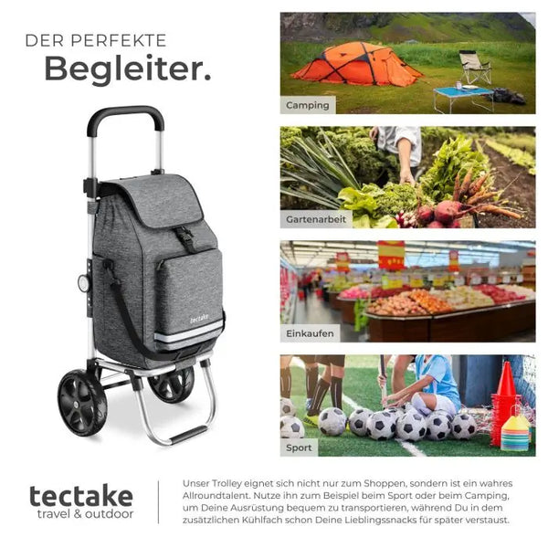 Einkaufstrolley Shopper 3in1 klappbar mit Kühltasche grau