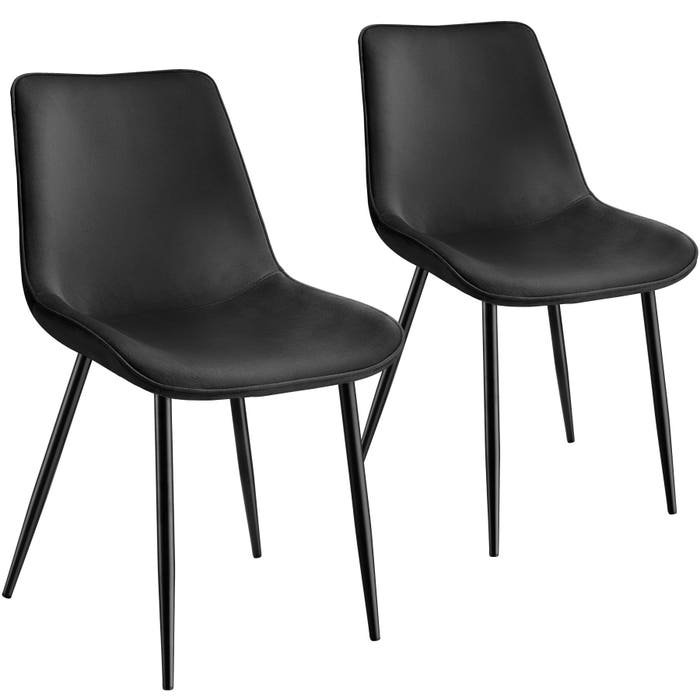 Ensemble de 2 chaises Monroe, aspect velours, noires