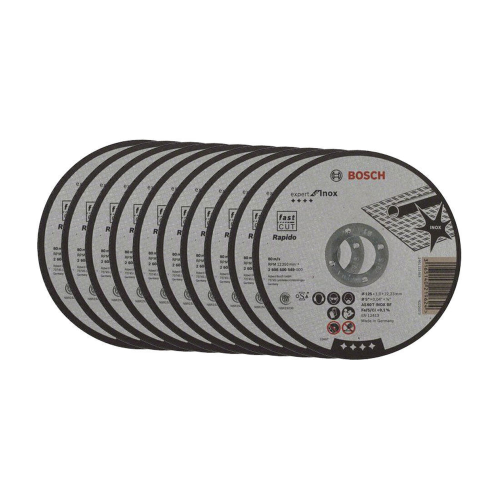 Dischi da taglio Bosch 125mm acciaio inox, confezione da 10