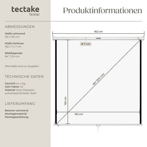 Beamer-Leinwand 152 x 152 cm
