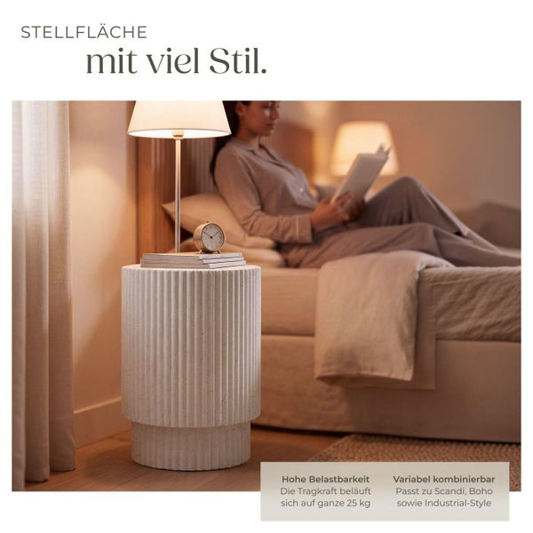 Beistelltisch Amira rund In- und Outdoor beige Ø 38 x 51 cm
