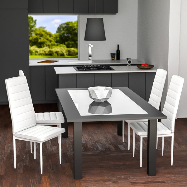 4 Esszimmerstühle Kunstleder, weiss