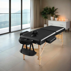 Lettino da massaggio con imbottitura da 7,5 cm, nero
