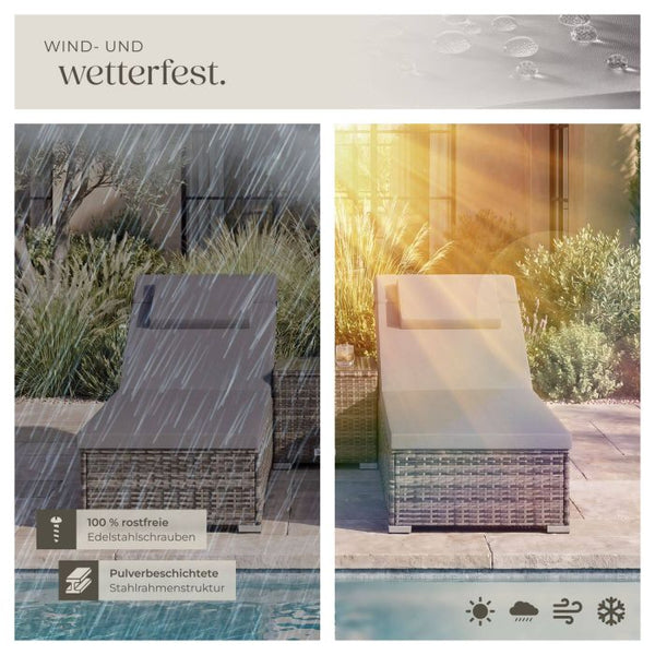 Rattan-Doppelliege Carbonera grau