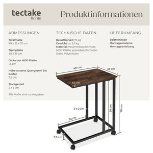 Luton side table, industrial style, dark wood, rustic 