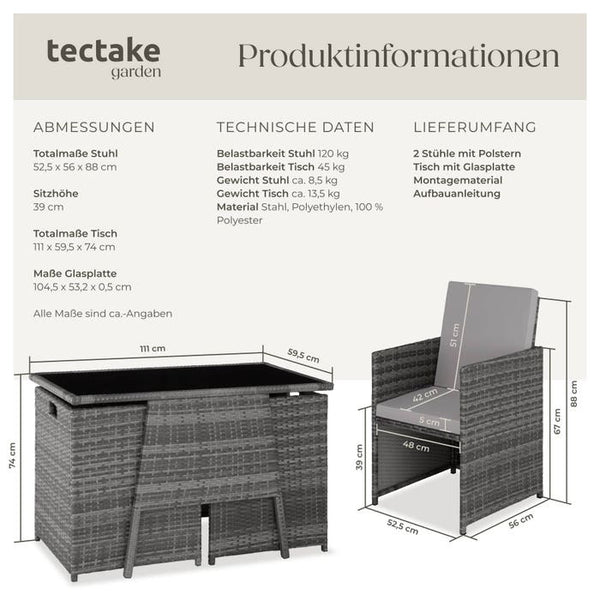Rattan Sitzgruppe Lausanne grau