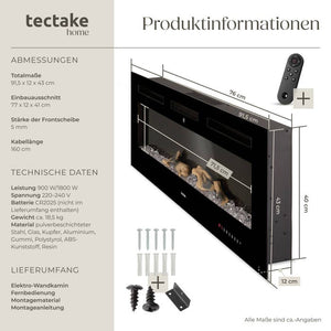 Elektro-Wandkamin Luci 91,5 x 12 x 43 cm