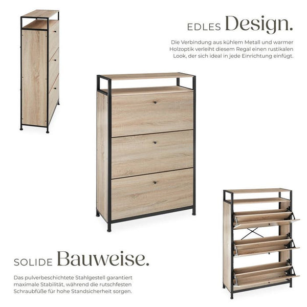 Schuhschrank Buffalo Industrial Holz hell, Eiche Sonoma 81 cm