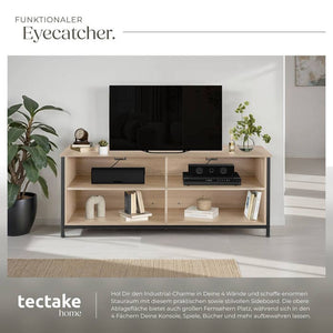 Sideboard Navan 147x41x60,5cm Industrial Holz hell, Eiche Sonoma