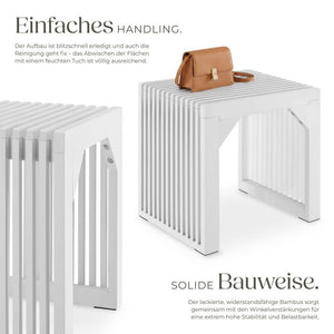 Hocker Ribb Lamellenoptik weiss 45 x 35 x 43 cm