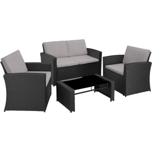 Rattan Lounge Lucca schwarz/grau