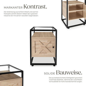 Nachttisch Kidderminster 40x43x60,5cm Industrial Holz hell, Eiche Sonoma