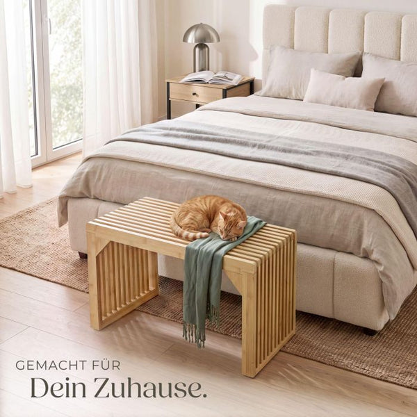 Sitzbank Ribb Lamellenoptik Bambus 73 x 35 x 43 cm