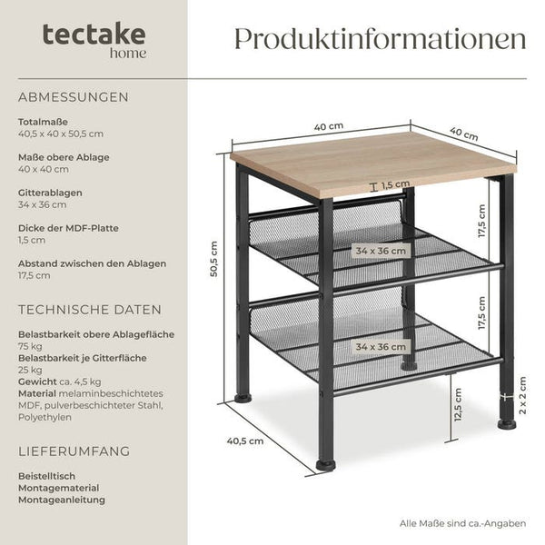 Beistelltisch Lincoln Industrial Holz hell, Eiche Sonoma