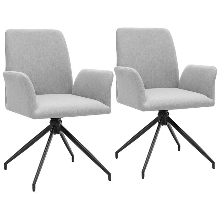 Fauteuil pivotant Daya, gris clair, lot de 2 