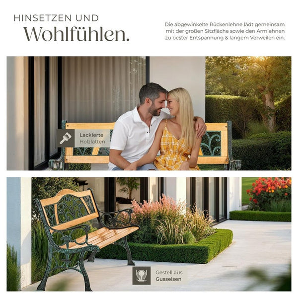 Gartenbank Kathi aus Holz und Gusseisen