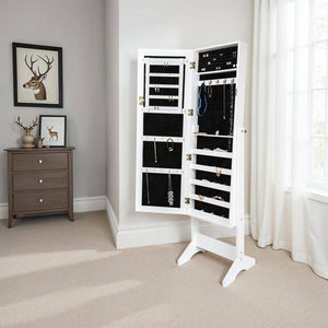 Schmuckschrank mit Spiegel, hochkant weiss