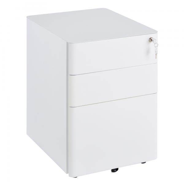 Rollcontainer mobiler Aktenschrank mit 3 Schubladen weiss