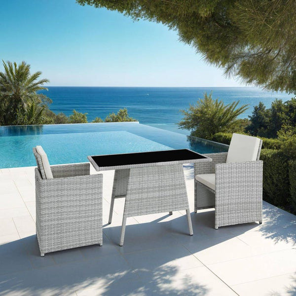 Rattan Sitzgruppe Lausanne hellgrau