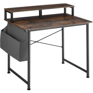 Schreibtisch mit Ablage und Stofftasche Industrial dunkelbraun 120 cm