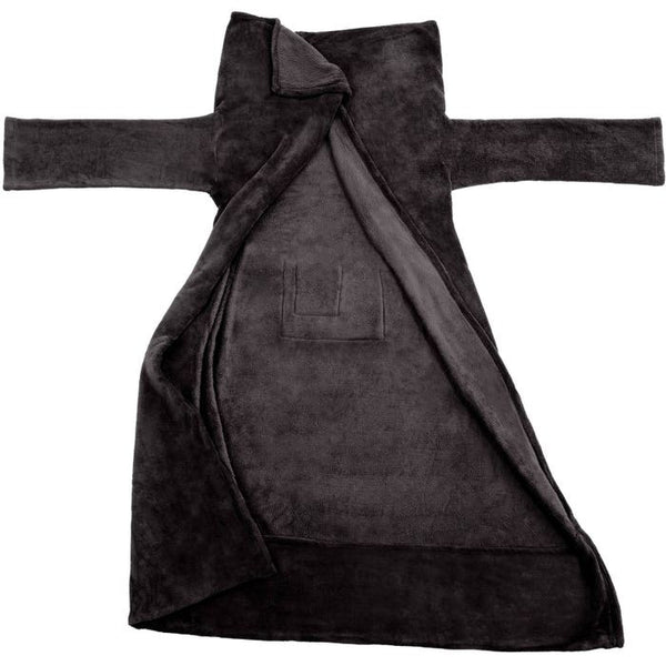 2x Kuscheldecken mit Ärmeln, 200x170cm, schwarz