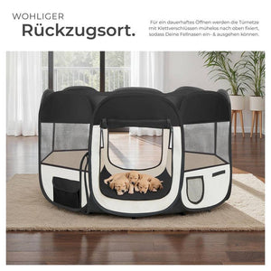 Tierlaufstall aus Polyester schwarz