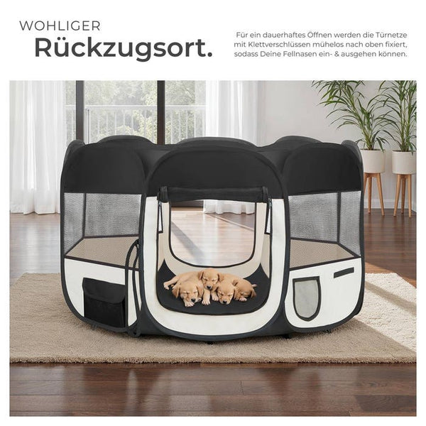 Tierlaufstall aus Polyester schwarz