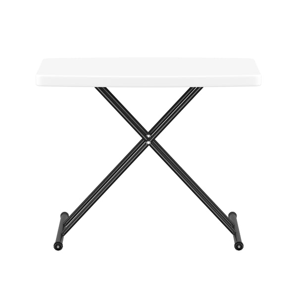 Campingtisch klappbar MILLIE höhenverstellbar 77 x 50 cm weiss/schwarz