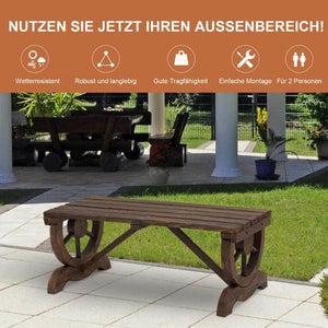 Gartenbank Sitzbank Gartenmöbel Rustikale Bank Massivholz Braun