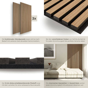 4er Set Akustikpaneele Sonic Wall Eiche hell 4er Set