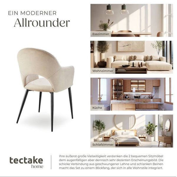 Armlehnstuhl Sachel creme 2er Set