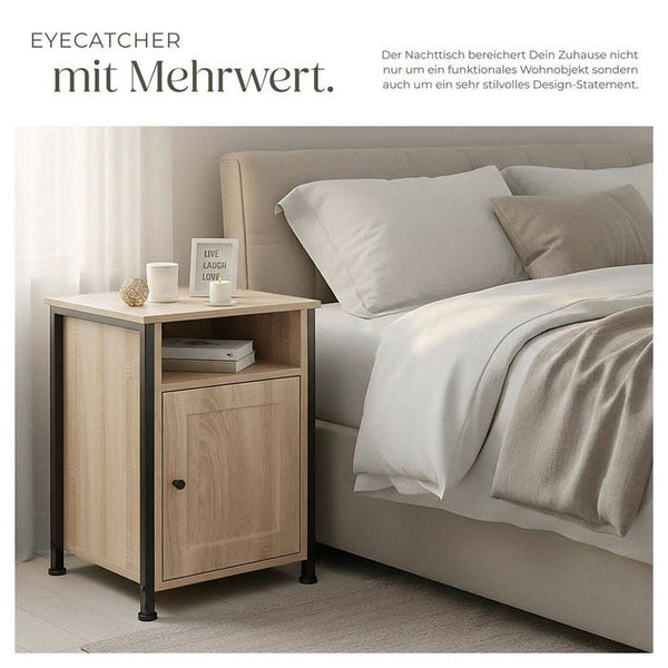 Nachttisch Blackburn 40x42x60,5cm Industrial Holz hell, Eiche Sonoma