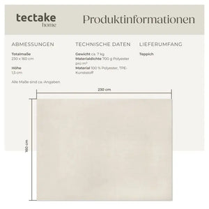 Kurzflorteppich Soft Zone creme 160 x 230 cm