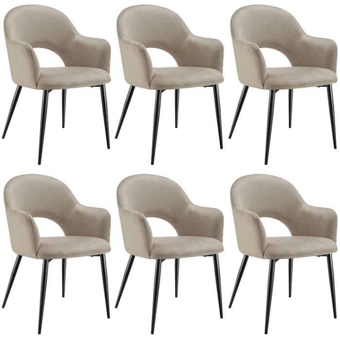 Fauteuil Sachel, taupe, lot de 6